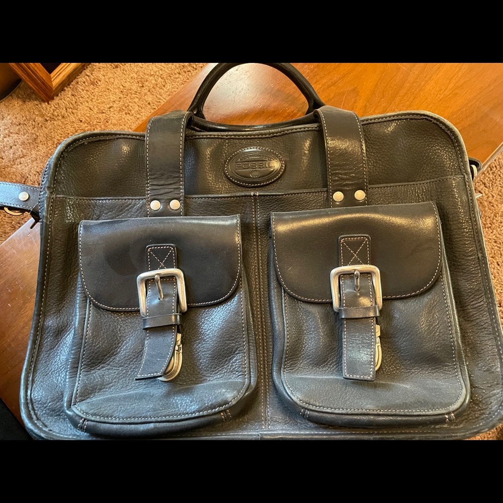 Fossil Leather laptop bag- vintage